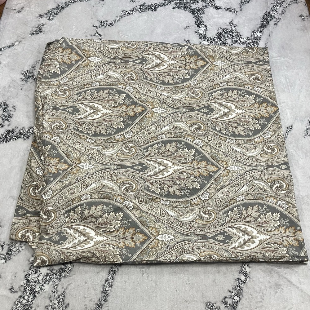 Pottery Barn Full Queen Duvet Cover Paisley Medallion Gray‎ Taupe Neutral